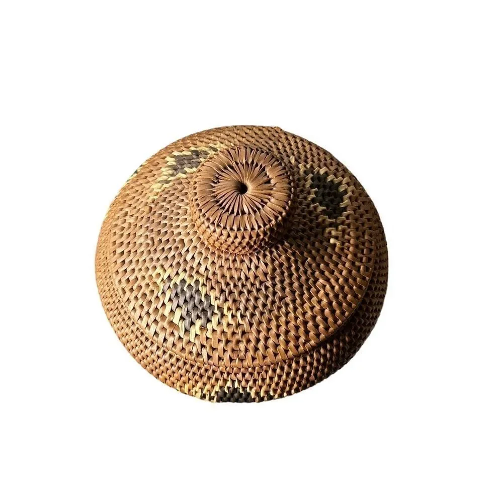 Vintage Hand Woven basket with lid 6 X 7